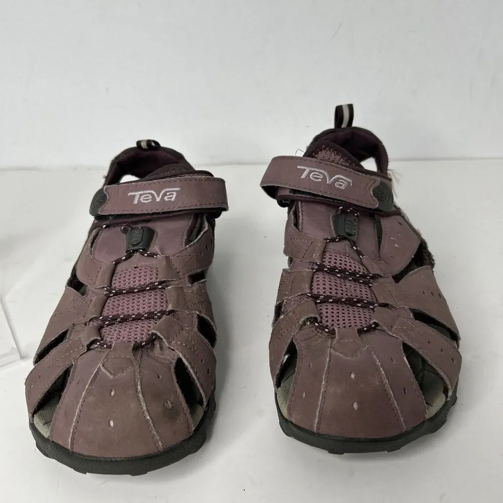 Teva Deacon Fisherman‎ Sandal Women's Sz 9 Hook/Loop Mesh Water Resistant Purple